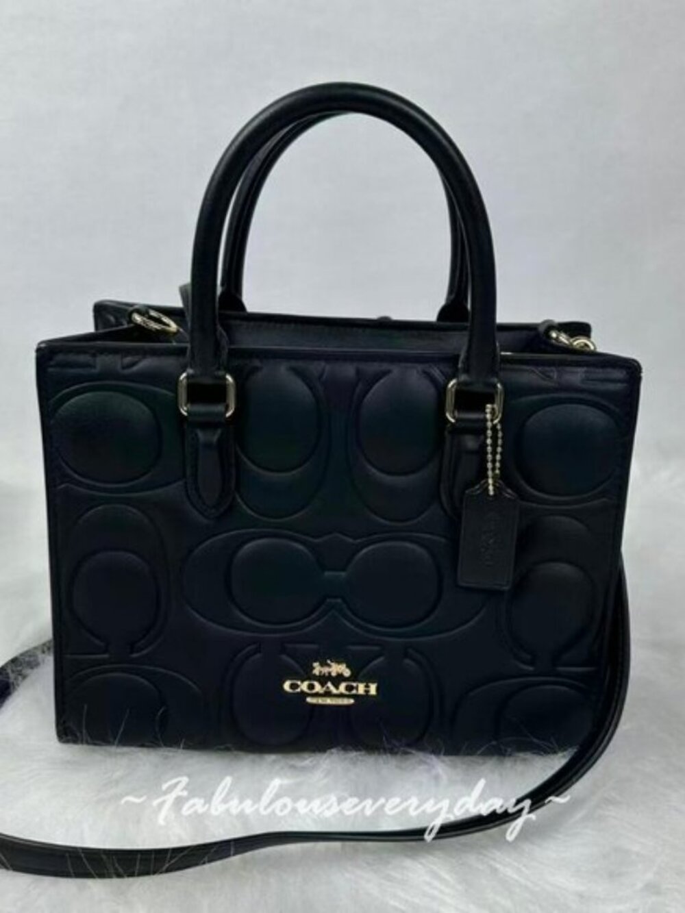 Coach Maggie Small Tote Bag In Signature Leather in Black CY670
